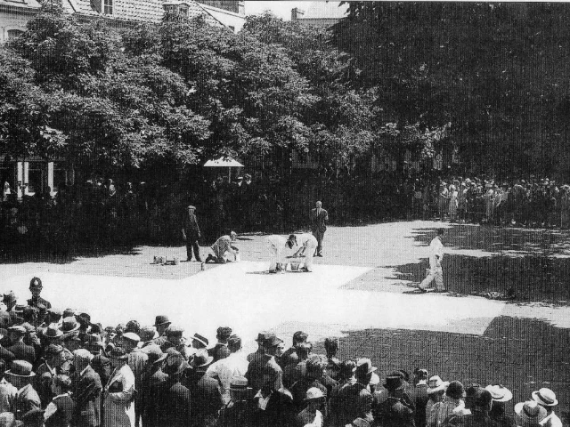1st July 1940 Royal Square painting white cross to avoid more bombing